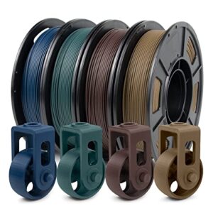 isanmate 3d printer filament, colorful carbon fiber filament bundle, pla filament 1.75mm carbon fiber pla(blue, army green, coffee, brown), high-accuracy +/- 0.02 mm, 250g x 4 spool