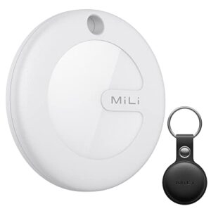 mili key finder locator luggage tracker, apple mfi certified portable bluetooth tracker works with apple find my(ios only), key tracker tag with holder case for keys pet wallets bags (black 1 pack)
