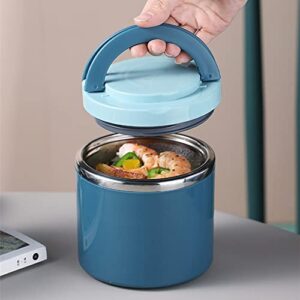 LIZHOUMIL Soup Mug Stainless Steel Microwavable Soup Mug with Lid, Portable Breakfast Cup with Handle Insulation Soup to Go Container for Soups, Noodles, Hot Cereal and More (Blue, 1000ml)