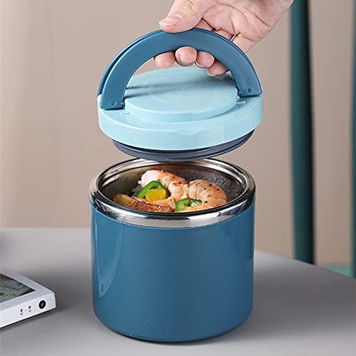 LIZHOUMIL Soup Mug Stainless Steel Microwavable Soup Mug with Lid, Portable Breakfast Cup with Handle Insulation Soup to Go Container for Soups, Noodles, Hot Cereal and More (Blue, 1000ml)