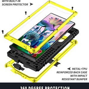 Compatible with Samsung Galaxy S23 Ultra Case Metal with Screen Protector Kickstand Heavy Duty Full Body Military Grade Aluminum Rugged Hard Case for Galaxy S23 Ultra (Yellow, S23 Ultra)
