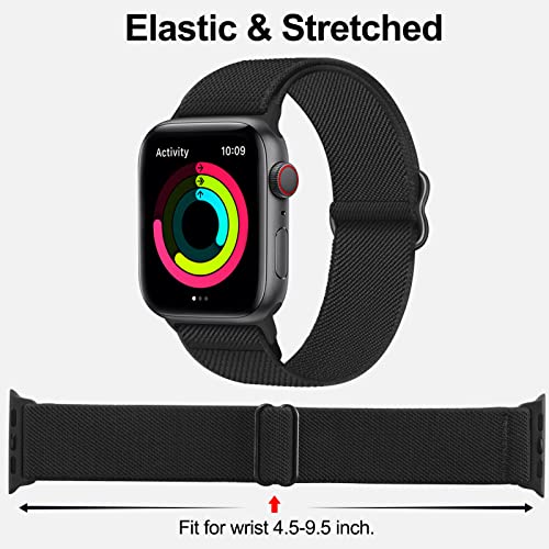 Swhatty 15 Pack Stretchy Nylon Solo Loop Bands Compatible with Apple Watch 41mm 40mm 38mm, Adjustable Braided Sport Elastics Women Men Strap for iWatch SE Series 9 8 7 6 5 4 3 2 1, A