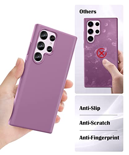 BANLEA for Samsung Galaxy S23 Ultra Case with Camera Lens Protector, Liquid Silicone Protective Shockproof Hard Phone Case, [Anti-Scratch] Soft Microfiber Lining for 5G 6.8 Inch 2023 - Purple