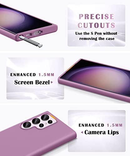 BANLEA for Samsung Galaxy S23 Ultra Case with Camera Lens Protector, Liquid Silicone Protective Shockproof Hard Phone Case, [Anti-Scratch] Soft Microfiber Lining for 5G 6.8 Inch 2023 - Purple