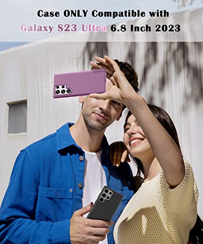 BANLEA for Samsung Galaxy S23 Ultra Case with Camera Lens Protector, Liquid Silicone Protective Shockproof Hard Phone Case, [Anti-Scratch] Soft Microfiber Lining for 5G 6.8 Inch 2023 - Purple