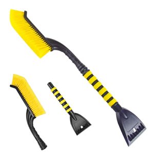 okuleya ice scrapers for car windshield - snow brush and detachable ice scraper with ergonomic foam grip for cars, car snow scraper and brush 2 in 1 set, for truck and suv