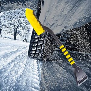 Okuleya Ice Scrapers for Car Windshield - Snow Brush and Detachable Ice Scraper with Ergonomic Foam Grip for Cars, Car Snow Scraper and Brush 2 in 1 Set, for Truck and SUV