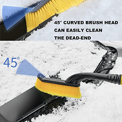 Okuleya Ice Scrapers for Car Windshield - Snow Brush and Detachable Ice Scraper with Ergonomic Foam Grip for Cars, Car Snow Scraper and Brush 2 in 1 Set, for Truck and SUV