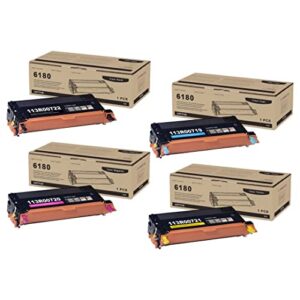 phaser 6180 standard capacity toner (4 pack, 1bk/1c/1m/1y) - uoty compatible 113r00722 113r00719 113r00720 113r00721 toner replacement for xerox phaser 6180mfp-d 6180n 6180 6180dn 6180mfp-n printer