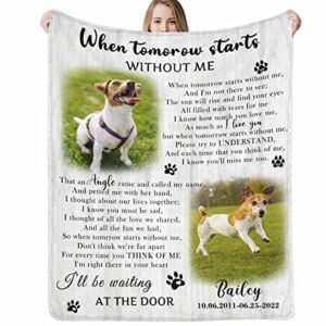 Artsadd Dog Pictures Custom Throw Blanket with Name Personalized Pet Memorial Blanket Memory Gift for Friends Sympathy Remembrance Customized Bed Throw Blanket Made in USA