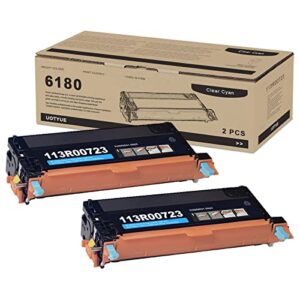 2-pack (cyan) compatible phaser 6180, 6180n, 6180dn, 6180mfp-d, 6180mfp-n printer toner cartridge high capacity replacement for 113r00723 toner cartridge
