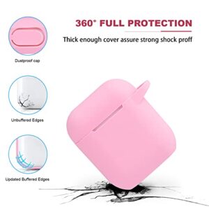 Pink Case Cover with Keychain for AirPods,Soft Silicone Protective Earphone Case Cover Compatible with Apple AirPods 1&2, AirPods 1st/2rd Generation Case with Cute Bling Keychain (Pink)