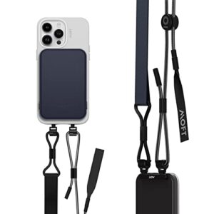moft phone lanyard, universal adjustable detachable crossbody long lanyard with phone patch, compatible with most smartphones, bare phone, length up to 150cm, navy blue