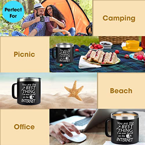 Gifts For Him - Valentines Day Gifts For Men, Boyfriend - Anniversary, Birthday Gifts For Husband From Wife - You’re The Best Thing I’ve Found On The Internet, Coffee Mug Tumbler 14oz w/Keychain