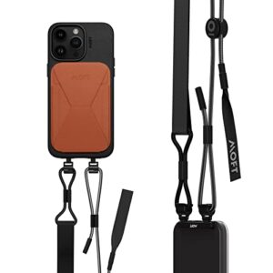 moft phone lanyard, universal adjustable detachable crossbody long lanyard with phone patch, compatible with most smartphones, bare phone, length up to 150cm, jet black