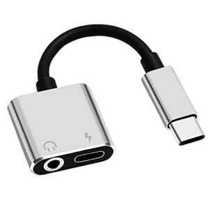 kdhgoo 1pc headphone adapter for type c port, 2 in 1 adapter to 3.5mm aux audio and charger splitter, compatible with phone tablet computer, support android