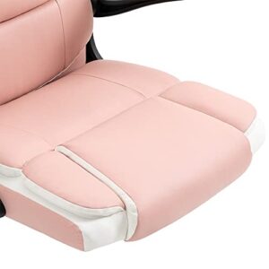 LUKEO Office Chairs Pink Desk Chair with Arms PU Leather Computer Chair for