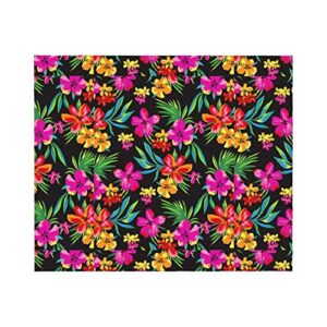 Hawaiian Flower Blanket Soft Flannel Blanket 60x50in for Sofa Bed Camping Trip