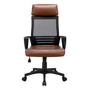 lukeo adjustable ergonomic mesh swivel office chair brown