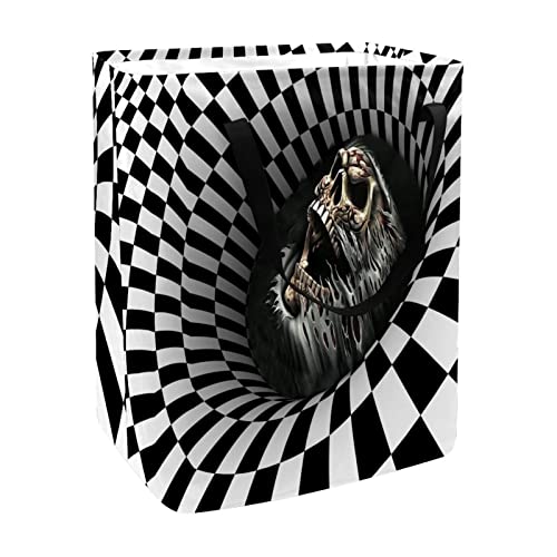 Grunge Skull Escape from Chess Spira Print Collapsible Laundry Hamper, 60L Waterproof Laundry Baskets Washing Bin Clothes Toys Storage for Dorm Bathroom Bedroom