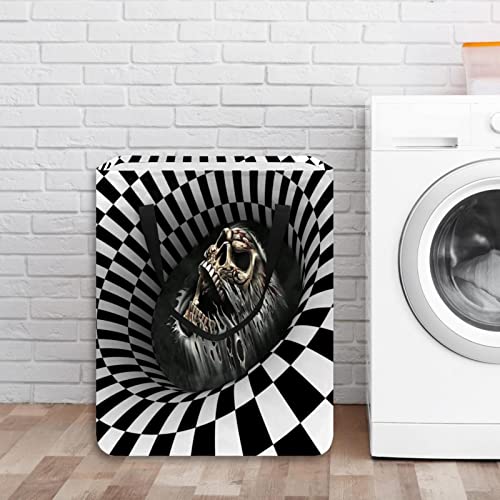 Grunge Skull Escape from Chess Spira Print Collapsible Laundry Hamper, 60L Waterproof Laundry Baskets Washing Bin Clothes Toys Storage for Dorm Bathroom Bedroom