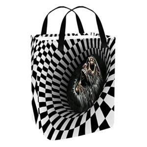 Grunge Skull Escape from Chess Spira Print Collapsible Laundry Hamper, 60L Waterproof Laundry Baskets Washing Bin Clothes Toys Storage for Dorm Bathroom Bedroom