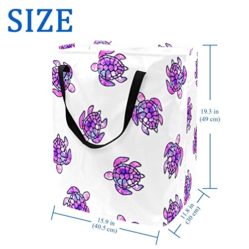 Sea Turtle Purple Color Print Collapsible Laundry Hamper, 60L Waterproof Laundry Baskets Washing Bin Clothes Toys Storage for Dorm Bathroom Bedroom