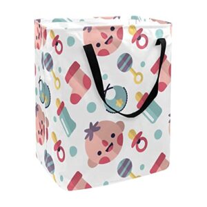 baby and bottle toyes sock print collapsible laundry hamper, 60l waterproof laundry baskets washing bin clothes toys storage for dorm bathroom bedroom