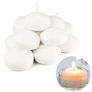 trinida floating candles 3 inch 12 pack white candle set, 8+ hours burn time – premium quality, smokeless & dripless smooth flame– beach, wedding, party accessory & home decor