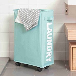 Dinling 23" Laundry Basket with Wheels, Portable Sorter Dirty Clothes Hamper for Laundry Room Organization, Laundry Room Storage (Brown)