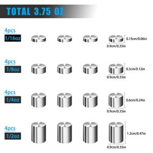 Cylindrical Tungsten Weights for Wood Car with 4 Different Sizes Total 3.75 OZ ，Letting Your Wood Car to The 5 oz Limit and Optimizing Your Wood Car for Speed Fastest