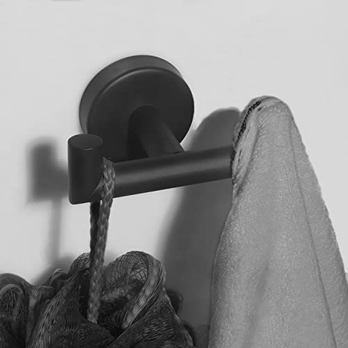 3 Pack Double Towel Hooks for Bathroom Matte Black Wall Mount Robe Hook Towel Holder for Kitchen Bathroom Hallway Toilet Pool for Hanging Towels, Robe, Coat, Clothes,Bags, Sponges