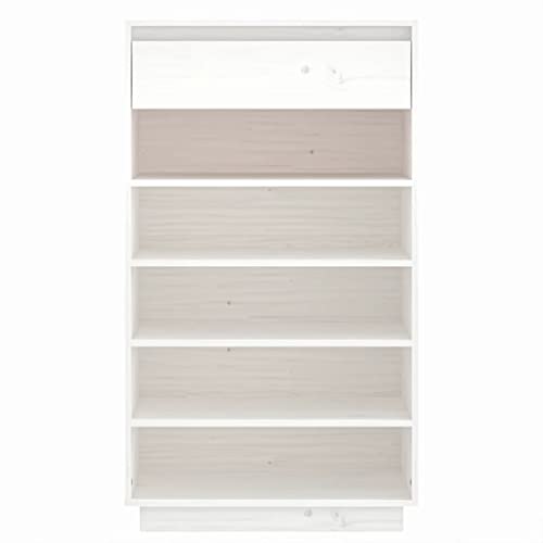 Aisifx Shoe Cabinet White 23.6"x13.4"x41.3" Solid Wood Pine