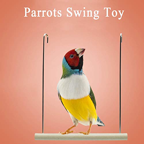 Parrots Swing Toys, Natural Wooden Birds Perches Hanging Bird Stands, Creative Parrots Hammocks Bird Supplies for Parakeets Cockatiels(1)