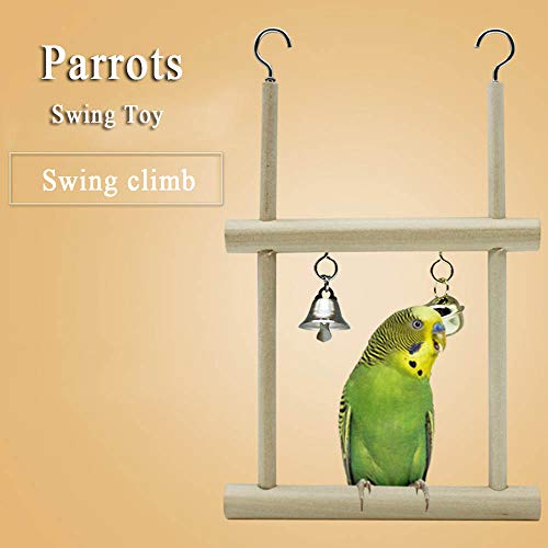 Parrots Swing Toys, Natural Wooden Birds Perches Hanging Bird Stands, Creative Parrots Hammocks Bird Supplies for Parakeets Cockatiels(1)