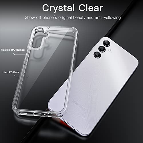 JETech 2 in 1 Case for Samsung Galaxy A14 5G 6.6-Inch (Not for A14 4G), with 2-Pack Screen Protector, Tempered Glass Film, Shockproof Bumper Phone Protective Cover Clear Back (Clear)