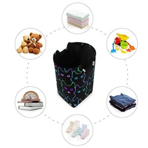 Kigai Colorful Black Cat Laundry Hamper Large Waterproof Foldable with Handle Laundry Basket for Bathroom Closet Storage Laundry Organizer