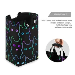 Kigai Colorful Black Cat Laundry Hamper Large Waterproof Foldable with Handle Laundry Basket for Bathroom Closet Storage Laundry Organizer