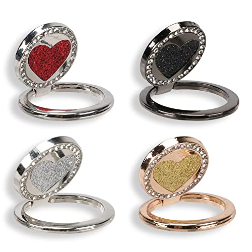Bonoma Cute Love Heart Phone Ring Holder,4 Pack Ring Stand for Cell Phone Universal Finger Ring Stand Grip Kickstand Ring,360° Rotation Universal Stylish Stand Compatible with All Smartphones