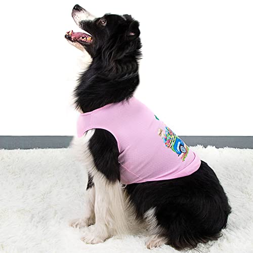 Summer Puppy Dog Shirts Clothes - Soft Stretchy Dogs Apparel Puppy T-Shirts Sleeveless Pet Vest for Large Dogs(Large,Pink+Blue)