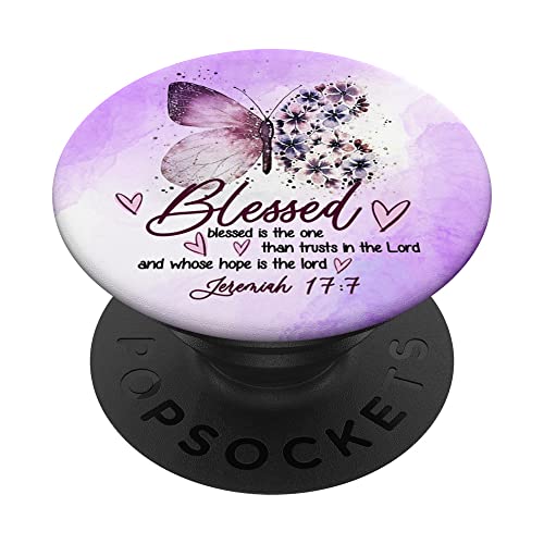 Women's Christian Watercolor Bible Verse Blessed PopSockets Swappable PopGrip