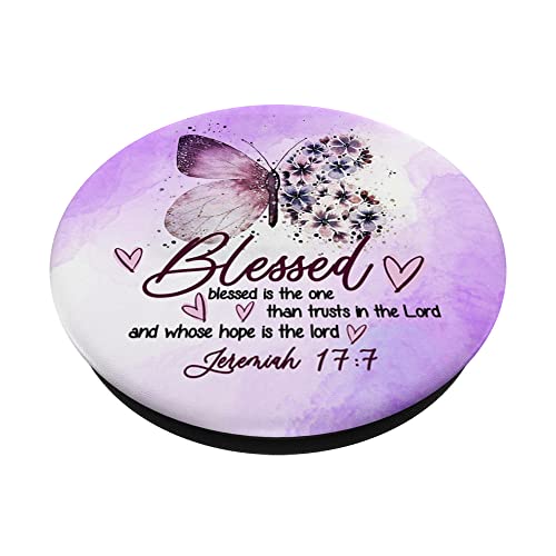 Women's Christian Watercolor Bible Verse Blessed PopSockets Swappable PopGrip