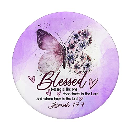 Women's Christian Watercolor Bible Verse Blessed PopSockets Swappable PopGrip