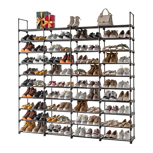 LeeMas 10 Tiers Shoe Rack Storage Organizer Shoe Shelf Organizer for Entryway Holds 80 Pairs Shoe, Stackable Shoe Cabinet Shoe Rack Organizer Large Shoe Shelf for Closet Bedroom Hallway