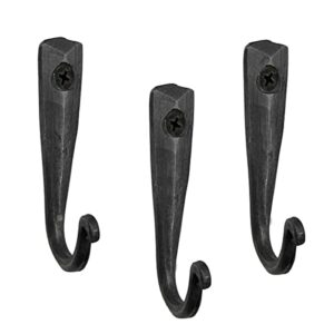 hand forged metal wall hook set of 3 pcs wrought iron handmade rustic wall coat hook blacksmith metal wall mounted coat hook rack classic look black antique finish kitchen hooks by living ideas