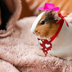 CooShou 4 Pcs Valentine's Day Guinea Pig Hat Bandana Outfits Hamster Hat Costume Small Animal Black Pink Hats Heart Bandanas Clothes Suitable for Rats Hamster Guinea Pig Lizard