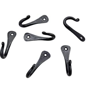 Hand Forged Metal Wall Hook Set of 6 Pcs Wrought Iron Wall Mounted Coat Hook Blacksmith Metal Wall Hook Rack Handmade Rustic Wall Hook Classic Look Black Antique Finish Wall Hooks by Living Ideas