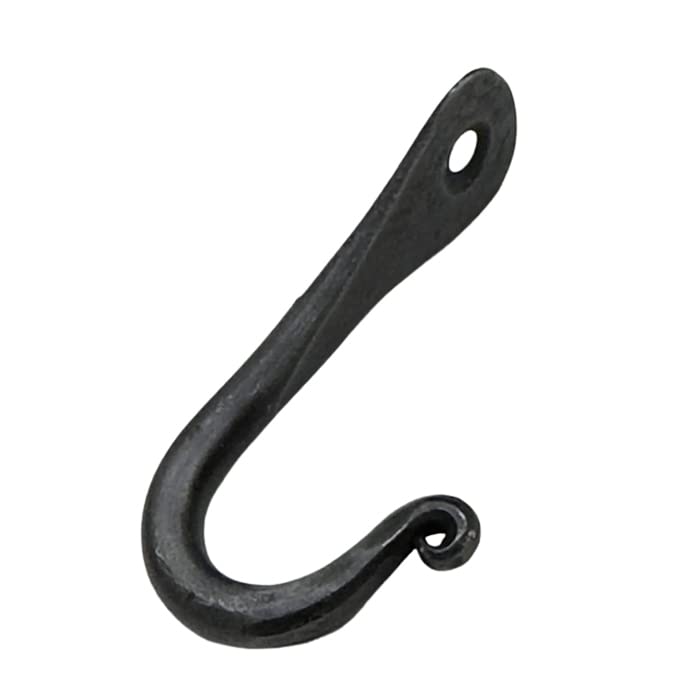 Hand Forged Metal Wall Hook Set of 6 Pcs Wrought Iron Wall Mounted Coat Hook Blacksmith Metal Wall Hook Rack Handmade Rustic Wall Hook Classic Look Black Antique Finish Wall Hooks by Living Ideas