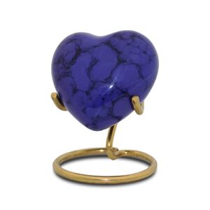 purple heart keepsake urn - mini heart urn for human ashes with box & display stand - small cremation urn for ashes -tribute to your loved one with purple urn keepsake - small urns for women & men