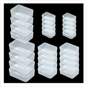 clear plastic beads storage containers empty mini storage containers box,beads storage box with hinged lid plastic storage containers with lids for pins, small items,beads,earplugs (28 pack)